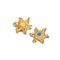 Golden bone-shaped hexagram star pendant with blue evil eye bead for DIY jewelry - Blue And White Eyeball (F2877)