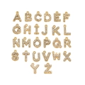 Set of 26 gold stainless steel alphabet pendants with sparkling rhinestones for DIY jewelry - Letter A / Gold