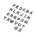 Silver alphabet A-Z pendants set with black micro-pave rhinestones for DIY jewelry - Letter A / Steel