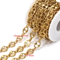 Golden stainless steel coffee bean link chains in large and small sizes for jewelry making - 10*15mm Pig Nose and 6*9mm Oval Link / Gold