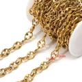Golden stainless steel pig nose chain link rolls, size 15mm x 10mm for DIY jewelry - 10*15mm Pig Nose / Gold