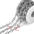 Silver stainless steel pig nose chain link on a spool for DIY jewelry making - 8.5*11.5mm Flattened Pig Nose and 4*6mm Oval Link / Steel