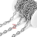 Silver stainless steel pig nose chain on a white spool for DIY jewelry making 13x8mm - 8*13mm Pig Nose / Steel