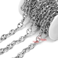 Silver stainless steel pig nose hollow chain on a white spool for DIY jewelry making - 10*15mm Pig Nose / Steel