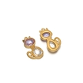 Pendentif chat avec gemmes violettes et claires en plaqué or pour bijoux DIY - Violet Clair
