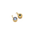 Deep blue round crystal charm with golden finish frame and polished metal loop - Blue With Gold Base