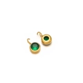 Green crystal bead earring in gold finish with round faceted stone and hook - Green With Gold Base