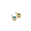 Minimalist 7mm gold plated stainless steel drop earrings with round blue zircon - Lake Blue With Gold Base