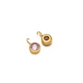 7mm gold plated stainless steel mini round pendant with light purple cubic zirconia - Pink With Gold Base