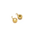 7mm gold-plated stainless steel round pendant with yellow sparkling zircon crystal - Lemon Yellow With Gold Base