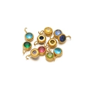 7mm colorful gemstone charms with gold plating for custom DIY jewelry making - Mixed Colors With Gold Base