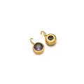 Elegant gold earrings featuring circular purple stones and minimalist hook design - Dark Purple With Gold Base