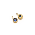 Golden 7mm round dangles with deep blue crystals and minimalist C-shaped hooks - Royal Blue With Gold Base