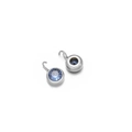 Round silver stainless steel pendant with a brilliant dark blue multi-faceted gemstone - Blue With Silver Base