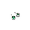 7mm silver round pendant with set green crystal and stainless steel open ring loop - Green With Silver Base
