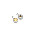 Minimalist 7mm stainless steel bezel set earrings with yellow round gemstones - Lemon Yellow With Silver Base