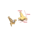 Golden stainless steel hummingbird pendant with diamonds, size 15x10mm for DIY jewelry - Gold Hummingbird With Rhinestone