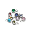 7mm colorful faceted crystal pendants in round stainless steel settings for DIY jewelry - Mixed Colors With Silver Base