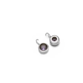 7mm round silver stainless steel pendant with a deep purple zircon stone inlay - Dark Purple With Silver Base