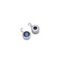 7mm silver stainless steel pendant with dark blue round faceted gemstone charm - Royal Blue With Silver Base