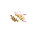 Golden leaf charms with rhinestones, 15mm DIY jewelry making accessories for earrings - Gold Leaf With Rhinestone