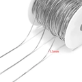DIY jewelry 1.5mm silver box chain in stainless steel on a white plastic spool - 1.5mm Wide * 1 Meter / Steel