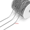 2.5mm silver stainless steel box chain roll for DIY jewelry making necklaces - 2.5mm Wide * 1 Meter / Steel