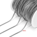 High polished 3mm stainless steel box chain for DIY jewelry making and necklaces - 3mm Wide * 1 Meter / Steel