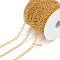 Golden 7.2mm clover-shaped stainless steel chain on a white spool for DIY jewelry - 7.2mm Circle Snowflake Chain Gold
