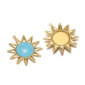 Pendentif soleil doré avec pierre bleue céleste pour création de bijoux DIY - Bleu clair