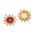 Goldenes Sonnenanhänger aus Edelstahl mit rotem Edelstein für DIY-Halsketten Zubehör - Rot