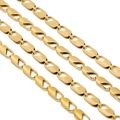 Flat gold geometric hollow-out stainless steel chain links for DIY jewelry making - Gold