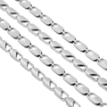 Polished silver double-layered hollow stamped stainless steel chain link for DIY jewelry - Steel