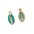 Golden stainless steel shell charm with green enamel finish for DIY jewelry making - Green