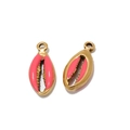 Pink drip oil shell charms in golden finish for DIY necklace and earring making - Rose Red