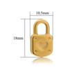 Colgante de candado en forma de corazón dorado con grabado de corazón, 10,5 mm por 18 mm - Estilo Candado Corazón Cuadrado Dorado (F1309GDL3)