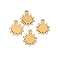 Set of four gold stainless steel sunburst pendants for DIY fashion jewelry necklace making - Sun Design / Gold