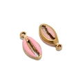 Pink enamel seashell charms with gold-plated edges for DIY necklace and bracelet jewelry - Peach