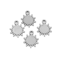 Set of four silver sunburst stainless steel charms with loop for DIY jewelry making - Sun Design / Steel