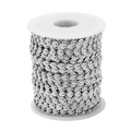 Polished silver stainless steel sunflower link chain on a white spool for DIY jewelry - Sunflower Plate Chain (Steel Color) / Steel