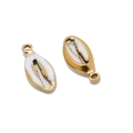Stainless steel shell pendants with white enamel finish and gold plated ring loop - Ivory