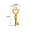 Colgante de llave con corazón dorado de acero inoxidable, 10mm de ancho y 27mm - Estilo Llave Mango Corazón Dorada (F1309GDK1)