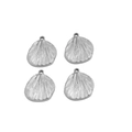 Set of four silver stainless steel fan-shaped pendants with radial texture - Steel