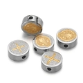 Edelstahl-Distanzperle mit Benediktusmedaille und Goldauflage für DIY-Schmuck - Gold Stahl Doppel