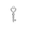 Colgante de llave de corazón hueco de acero inoxidable pulido para creación de joyas DIY - Estilo Llave Mango Corazón Plateada (F1309STK1)