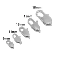 Polished silver lobster clasps in 9mm to 18mm sizes for DIY jewelry making - Mini Type / Steel