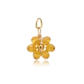Handmade flower pendant with yellow crystal beads and golden wire for DIY jewelry making - Amber Yellow