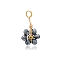 DIY flower charm with faceted dark grey beads and golden core for jewelry making - Dark Gray