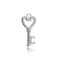 Colgante de llave con forma de corazón en acero inoxidable plateado trenzado - Estilo Llave Corazón Retorcido Plateada (F1309STK4)