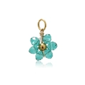 Exquisite turquoise crystal flower pendant with gold accents for DIY jewelry making - Teal